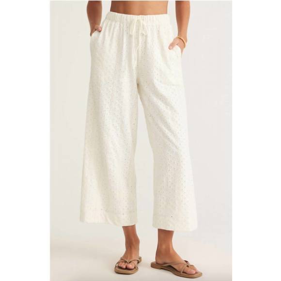 Z SUPPLY Pants - NEW Z SUPPLY romi knit eyelet pant in white